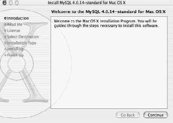 Установка и запуск MySQL для Mac OS X
