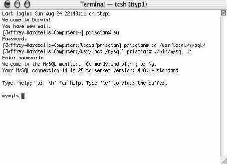 Установка и запуск MySQL для Mac OS X